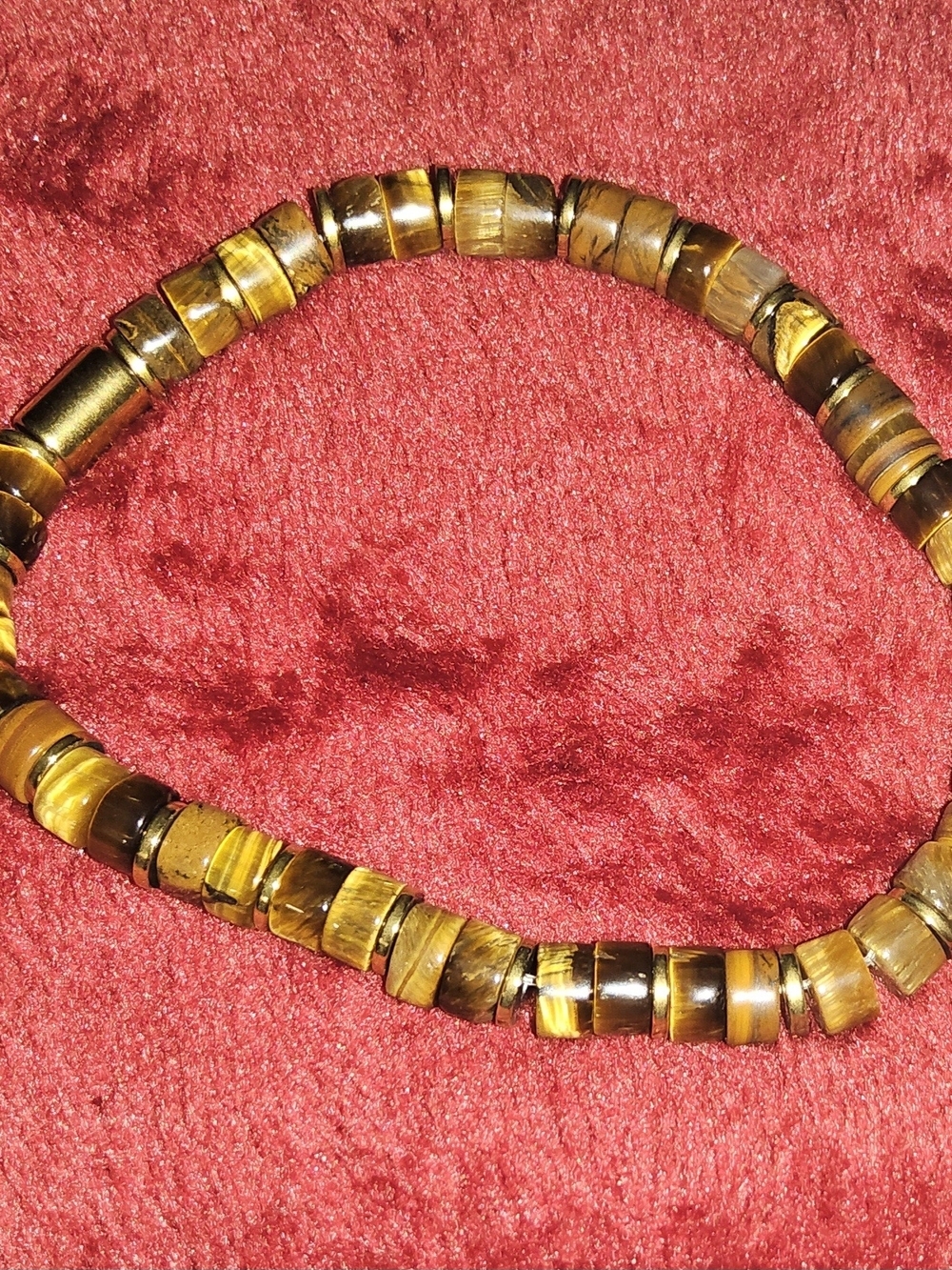 Natural Tiger’s Eye Tube Bead Stretch Bracelet – Unisex Earthy Gemstone - Picture 4 of 4